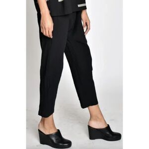 UZI NYC Black High Rise Drop Crotch Cropped Straight Leg Pull On Pants Large